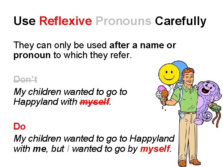Use Reflexive Pronouns Carefully They can only be used after a name or pronoun