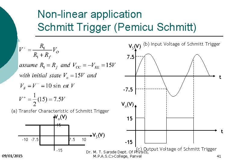 Non-linear application Schmitt Trigger (Pemicu Schmitt) VS(V) (b) Input Voltage of Schmitt Trigger 7.