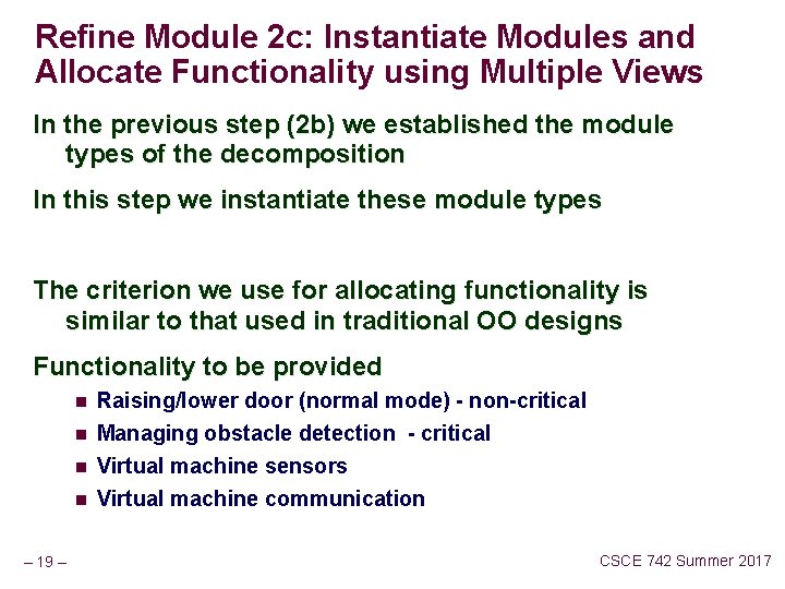 Refine Module 2 c: Instantiate Modules and Allocate Functionality using Multiple Views In the