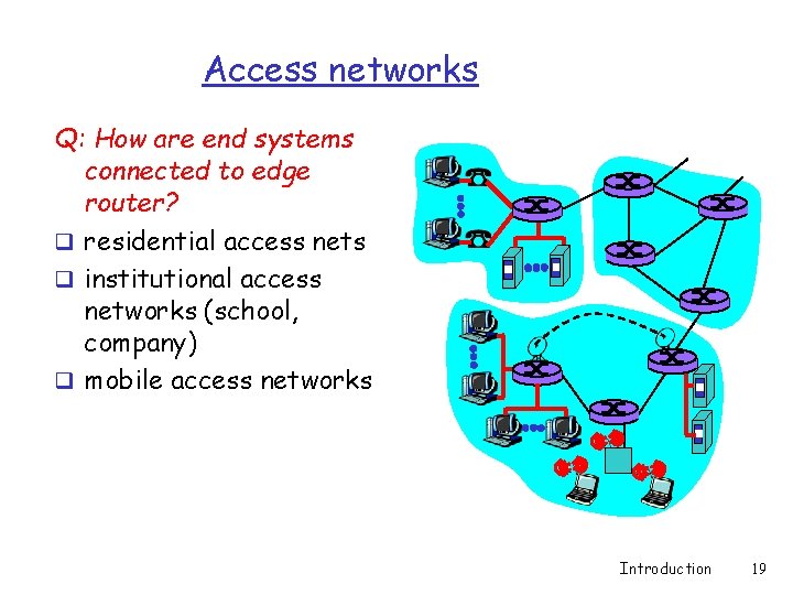 Access networks Q: How are end systems connected to edge router? q residential access Access networks Q: How are end systems connected to edge router? q residential access