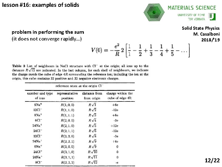 lesson #16: examples of solids problem in performing the sum (it does not converge