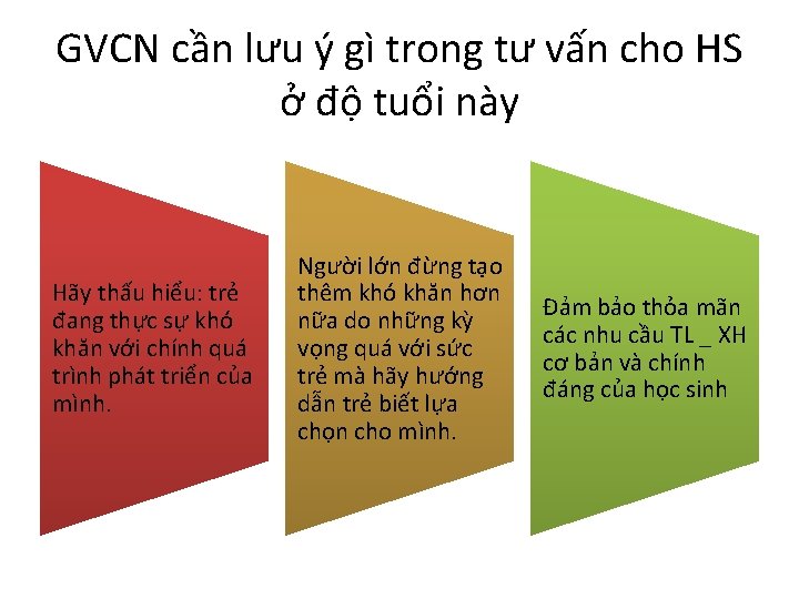 GVCN cần lưu ý gì trong tư vấn cho HS ở độ tuổi này