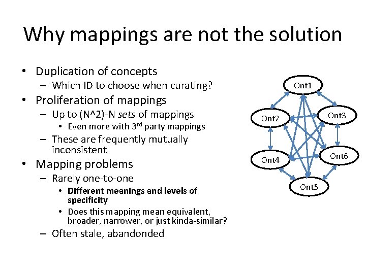 Why mappings are not the solution • Duplication of concepts – Which ID to