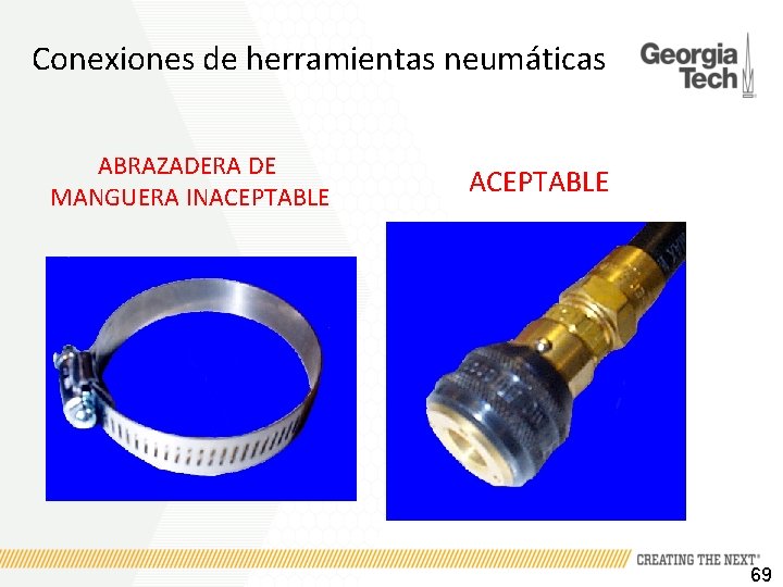 Conexiones de herramientas neumáticas ABRAZADERA DE MANGUERA INACEPTABLE 69 