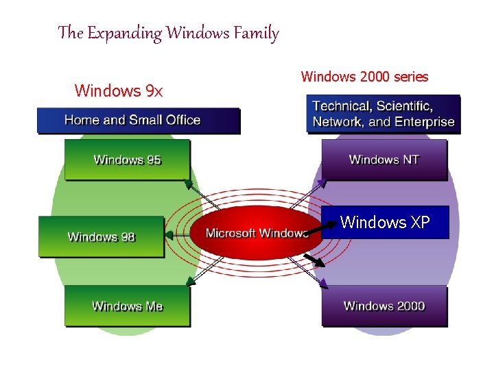 The Expanding Windows Family Windows 9 x Windows 2000 series Windows XP 