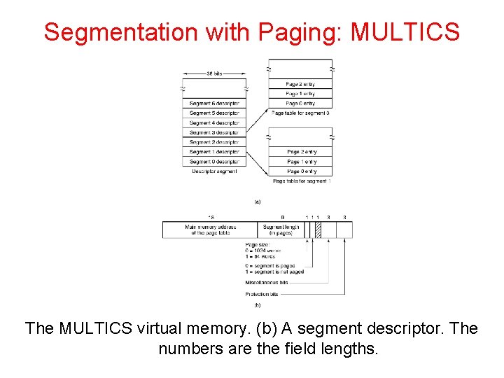 Segmentation with Paging: MULTICS The MULTICS virtual memory. (b) A segment descriptor. The numbers