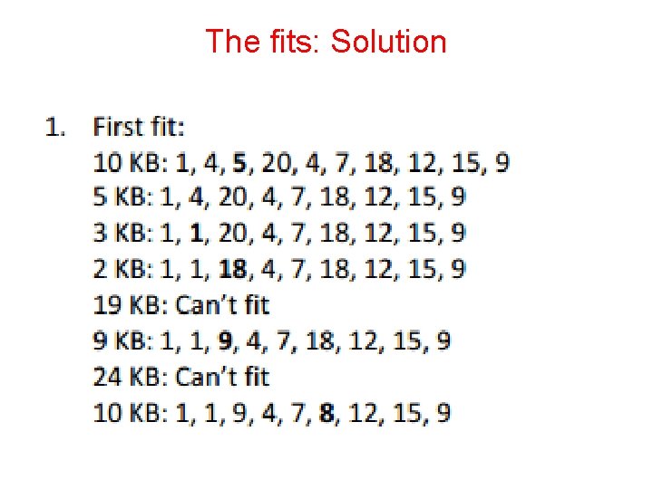 The fits: Solution 