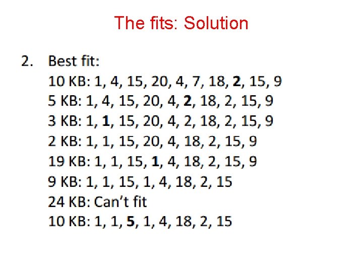 The fits: Solution 