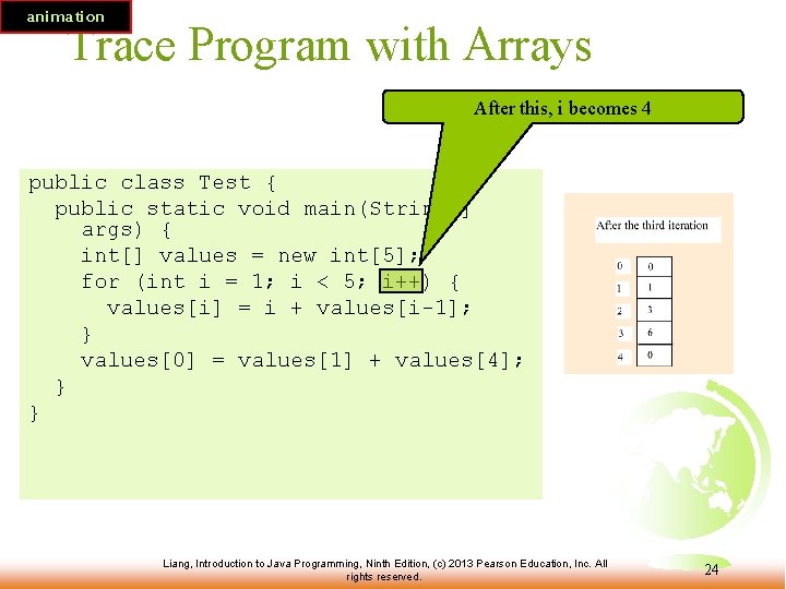 animation Trace Program with Arrays After this, i becomes 4 public class Test {