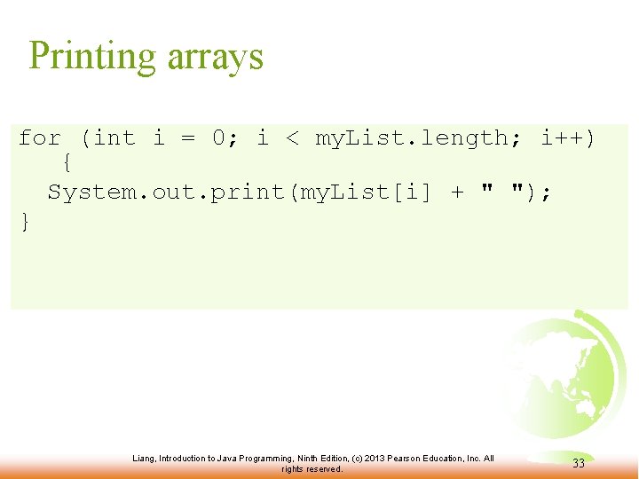 Printing arrays for (int i = 0; i < my. List. length; i++) {