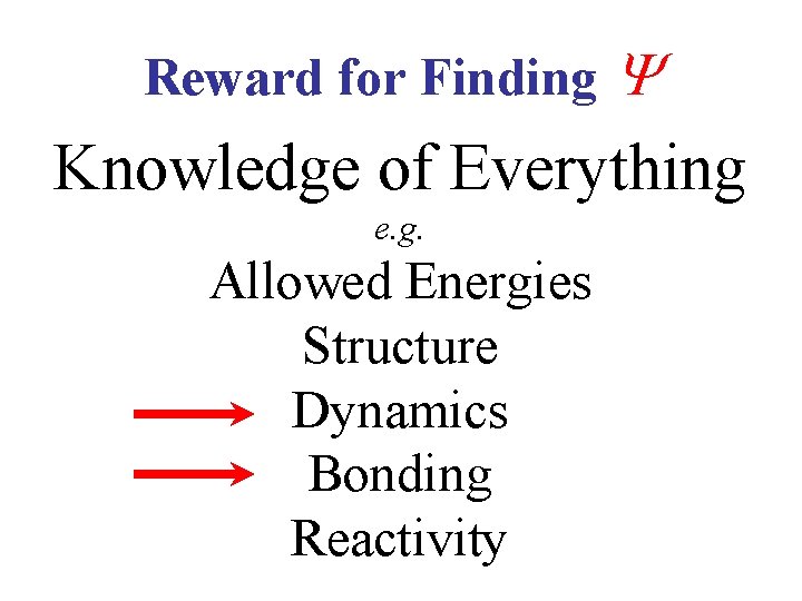 Reward for Finding Knowledge of Everything e. g. Allowed Energies Structure Dynamics Bonding Reactivity