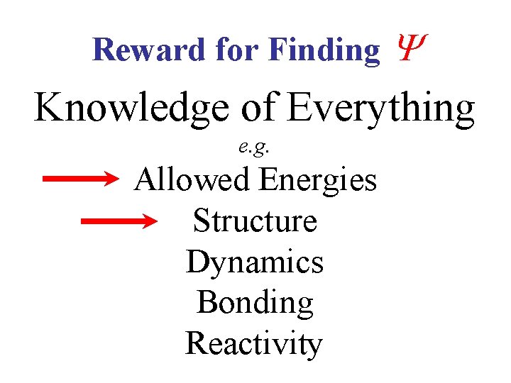 Reward for Finding Knowledge of Everything e. g. Allowed Energies Structure Dynamics Bonding Reactivity