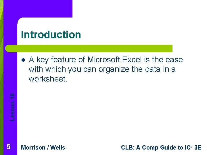 Introduction A key feature of Microsoft Excel is the ease with which you can