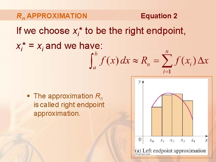 Rn APPROXIMATION Equation 2 If we choose xi* to be the right endpoint, xi*