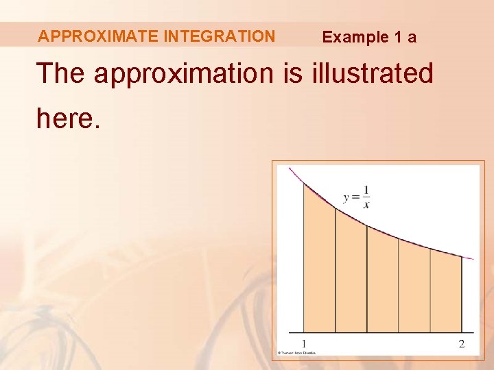 APPROXIMATE INTEGRATION Example 1 a The approximation is illustrated here. 