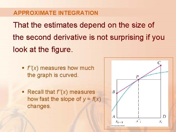 APPROXIMATE INTEGRATION That the estimates depend on the size of the second derivative is