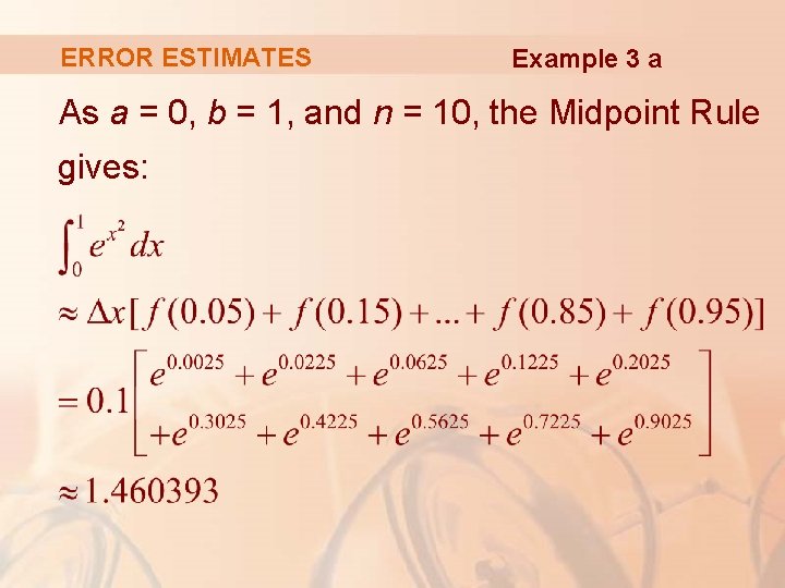 ERROR ESTIMATES Example 3 a As a = 0, b = 1, and n