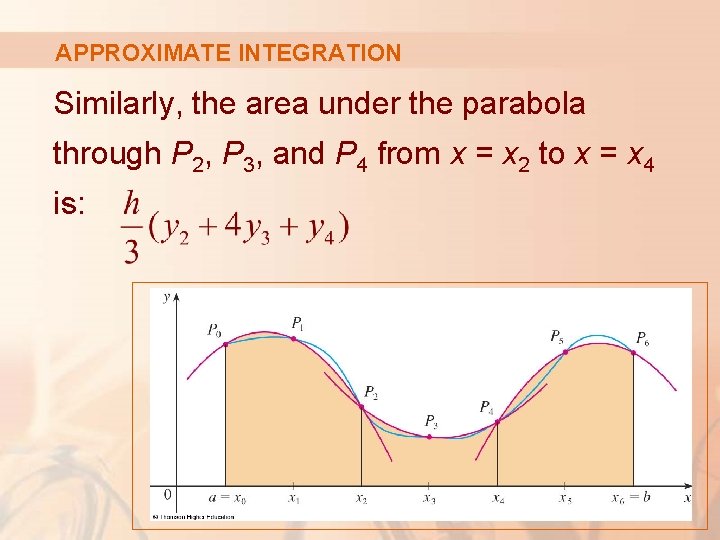 APPROXIMATE INTEGRATION Similarly, the area under the parabola through P 2, P 3, and