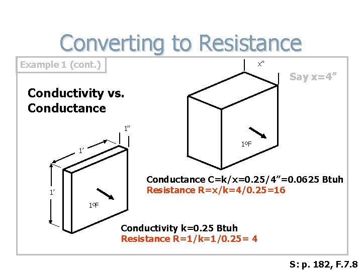 Converting to Resistance Example 1 (cont. ) x” Say x=4” Conductivity vs. Conductance 1”