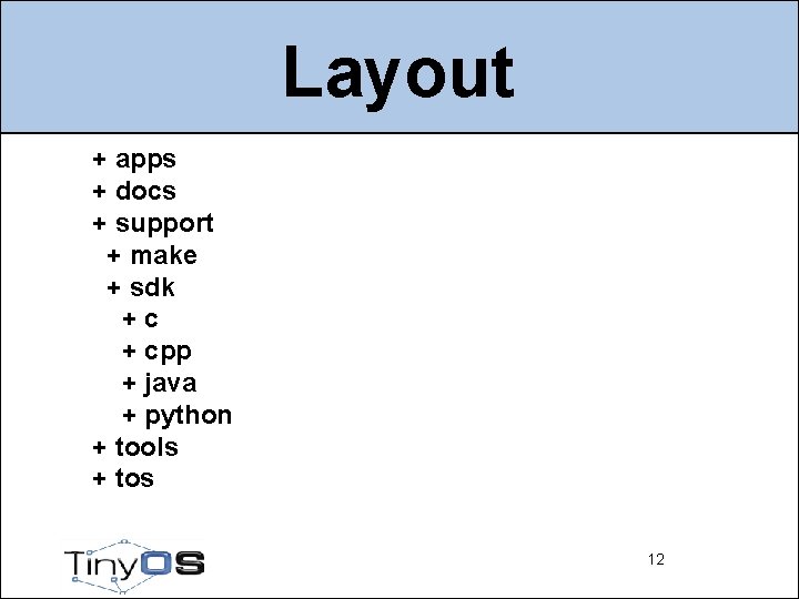 Layout + apps + docs + support + make + sdk +c + cpp