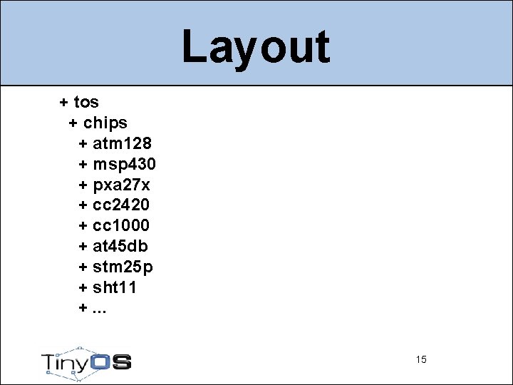 Layout + tos + chips + atm 128 + msp 430 + pxa 27