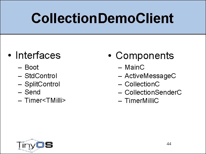 Collection. Demo. Client • Interfaces – – – Boot Std. Control Split. Control Send