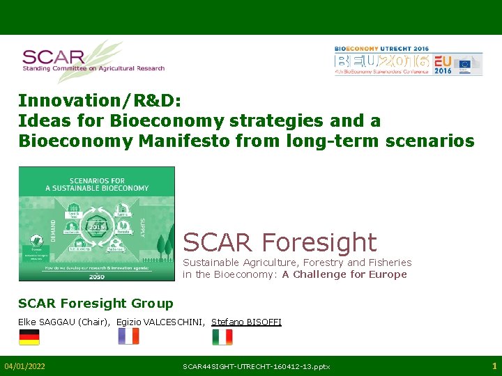 Innovation/R&D: Ideas for Bioeconomy strategies and a Bioeconomy Manifesto from long-term scenarios SCAR Foresight