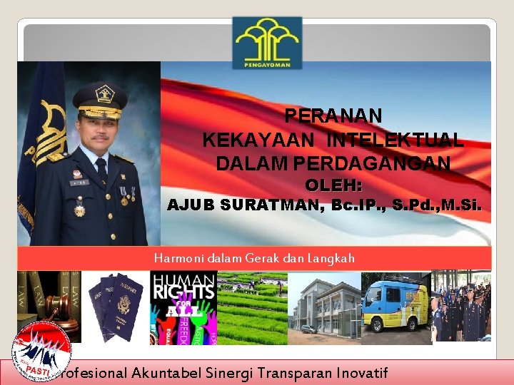 PERANAN KEKAYAAN INTELEKTUAL DALAM PERDAGANGAN OLEH: AJUB SURATMAN, Bc. IP. , S. Pd. ,