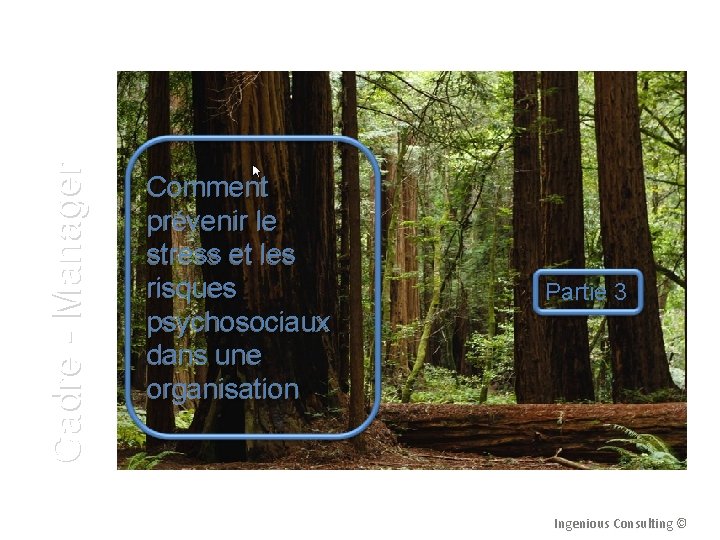 Cadre - Manager Comment prévenir le stress et les risques psychosociaux dans une organisation Cadre - Manager Comment prévenir le stress et les risques psychosociaux dans une organisation