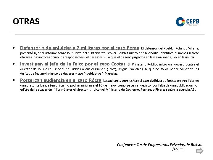 OTRAS • Defensor pide enjuiciar a 7 militares por el caso Poma. El defensor