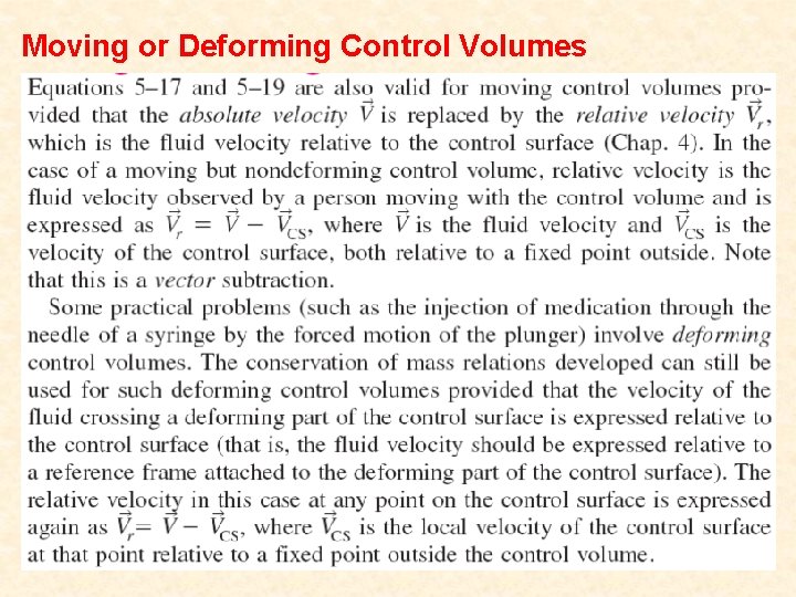 Moving or Deforming Control Volumes 14 
