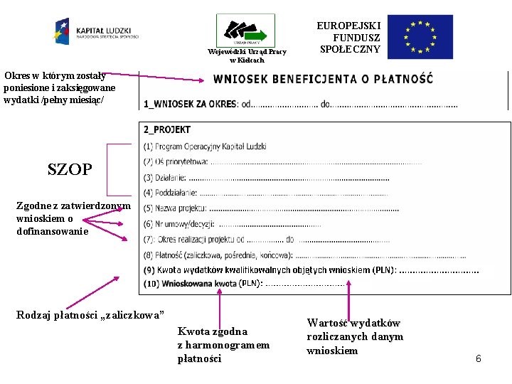 Wojewódzki Urząd Pracy w Kielcach EUROPEJSKI FUNDUSZ SPOŁECZNY Okres w którym zostały poniesione i Wojewódzki Urząd Pracy w Kielcach EUROPEJSKI FUNDUSZ SPOŁECZNY Okres w którym zostały poniesione i