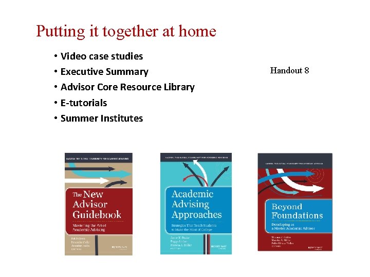 Putting it together at home • Video case studies • Executive Summary • Advisor