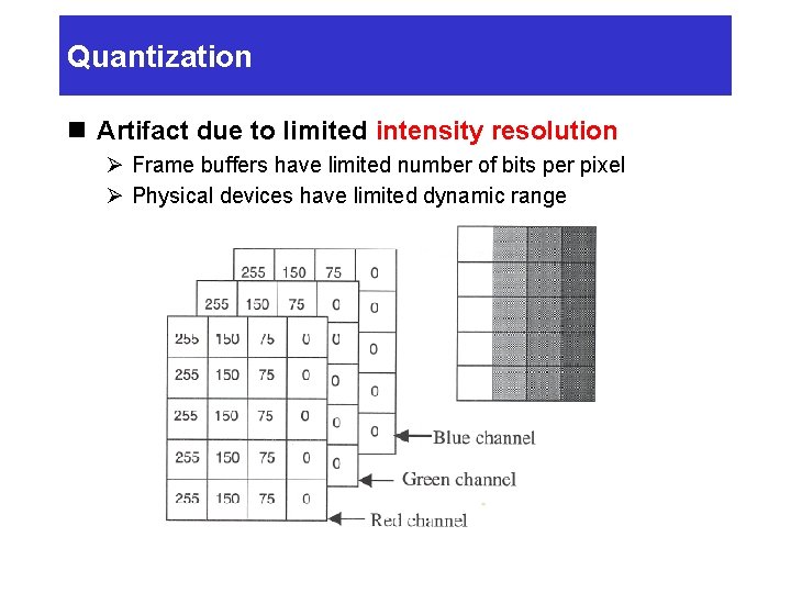 Quantization n Artifact due to limited intensity resolution Ø Frame buffers have limited number