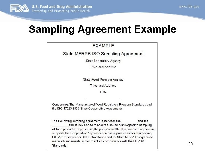 Sampling Agreement Example 20 