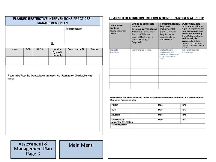 Assessment & Management Plan Page 3 Main Menu Assessment & Management Plan Page 3 Main Menu