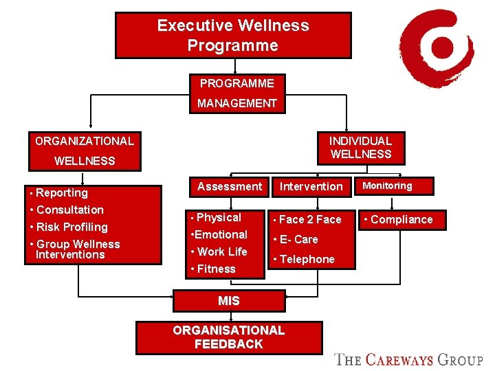 Executive Wellness Programme PROGRAMME MANAGEMENT ORGANIZATIONAL INDIVIDUAL WELLNESS • Reporting • Consultation • Risk