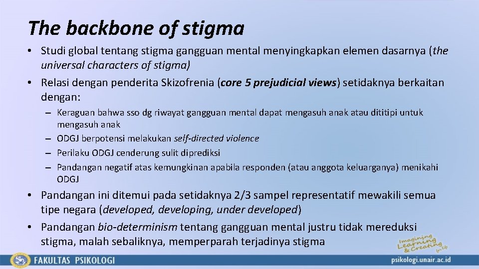 The backbone of stigma • Studi global tentang stigma gangguan mental menyingkapkan elemen dasarnya