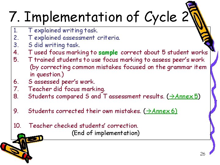 7. Implementation of Cycle 2 1. 2. 3. 4. 5. 6. 7. 8. T 7. Implementation of Cycle 2 1. 2. 3. 4. 5. 6. 7. 8. T
