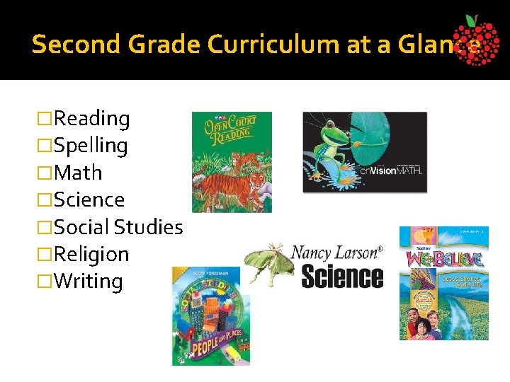 Second Grade Curriculum at a Glance �Reading �Spelling �Math �Science �Social Studies �Religion �Writing