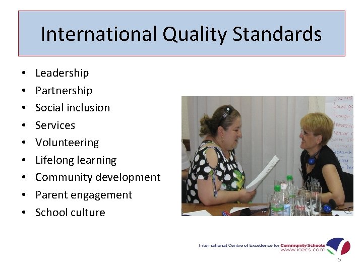 International Quality Standards • • • Leadership Partnership Social inclusion Services Volunteering Lifelong learning