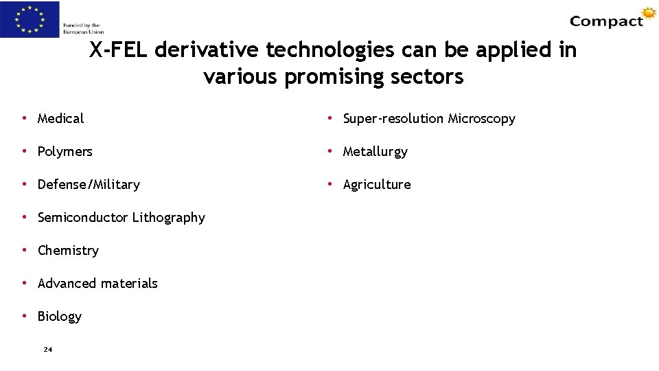 X-FEL derivative technologies can be applied in various promising sectors • Medical • Super-resolution