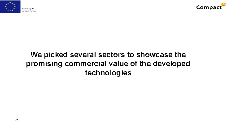 We picked several sectors to showcase the promising commercial value of the developed technologies