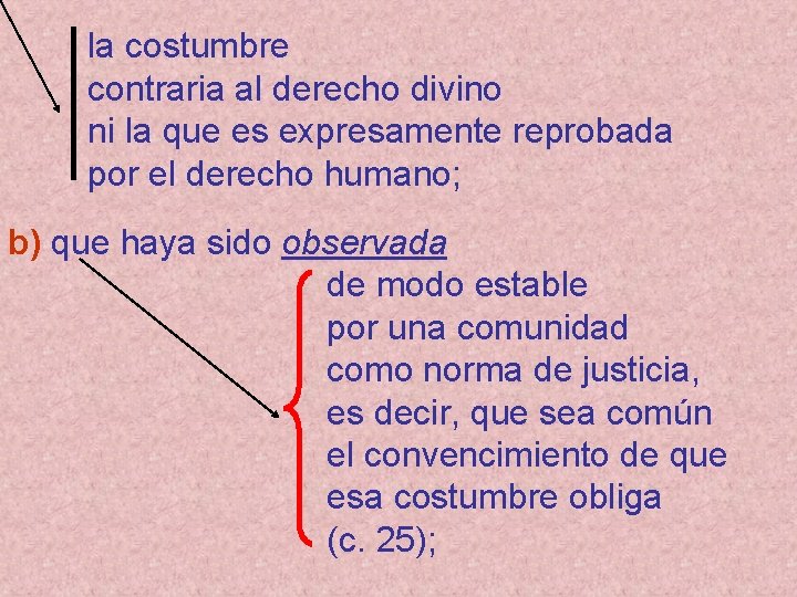 la costumbre contraria al derecho divino ni la que es expresamente reprobada por el