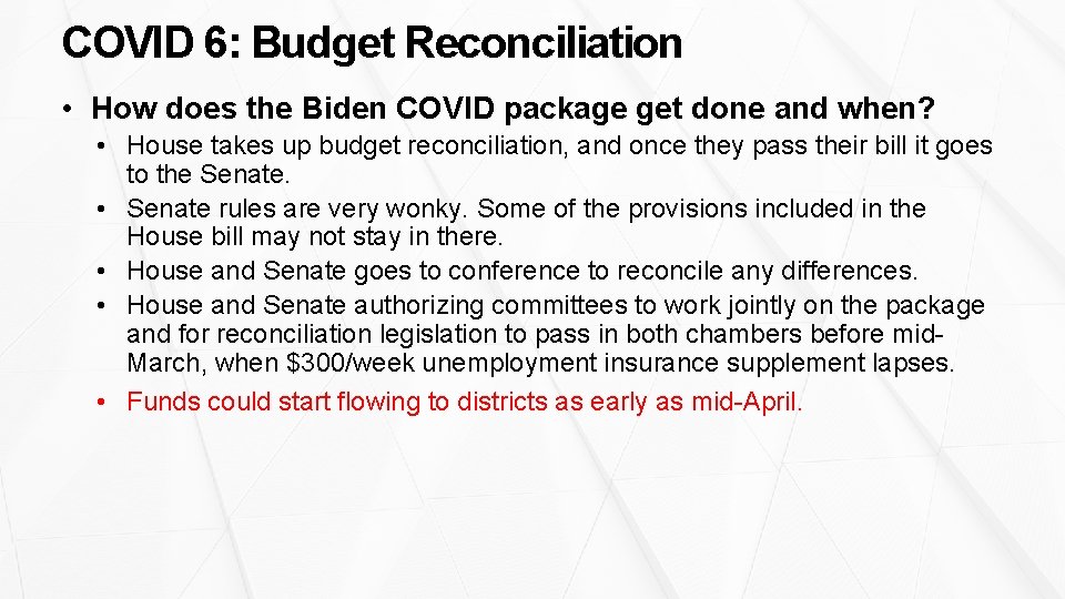 COVID 6: Budget Reconciliation • How does the Biden COVID package get done and