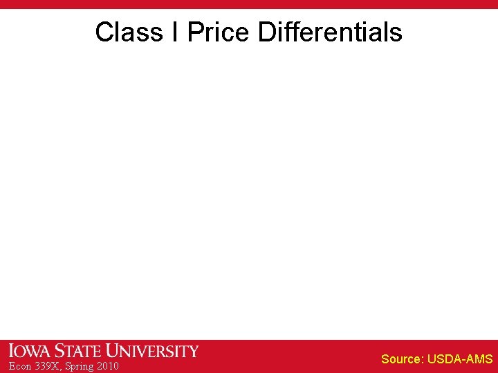 Class I Price Differentials Econ 339 X, Spring 2010 Source: USDA-AMS 