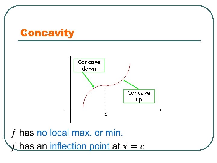 Concavity Concave down Concave up c 