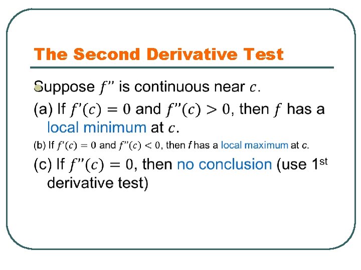 The Second Derivative Test l 