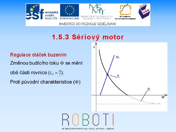 1. 5. 3 Sériový motor Regulace otáček buzením 