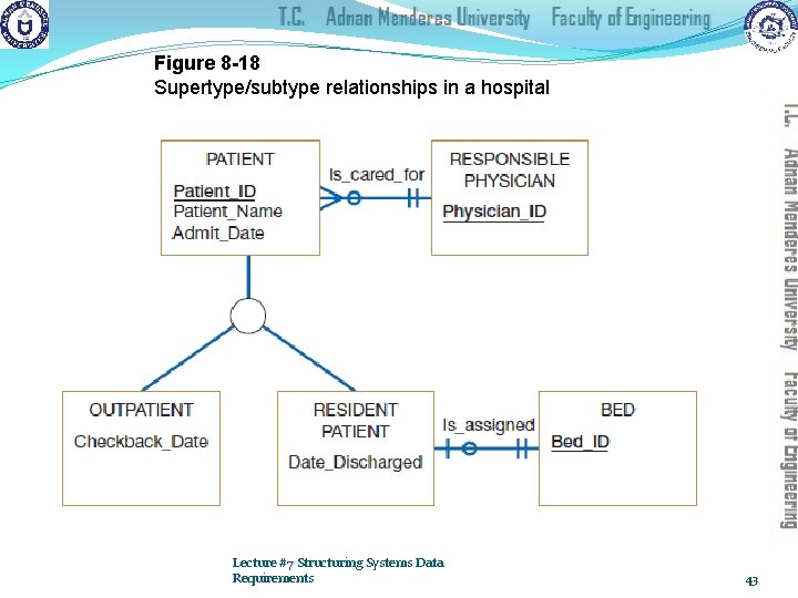 Figure 8 -18 Supertype/subtype relationships in a hospital Lecture #7 Structuring Systems Data Requirements
